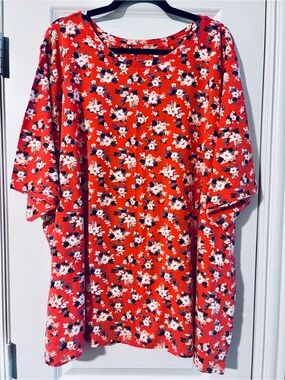 Floral Red Short Sleeve Top